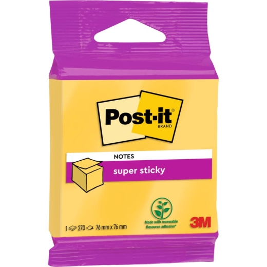 Haftnotizblock Super Sticky Würfel, 76x76mm, 270 Blatt, gelb