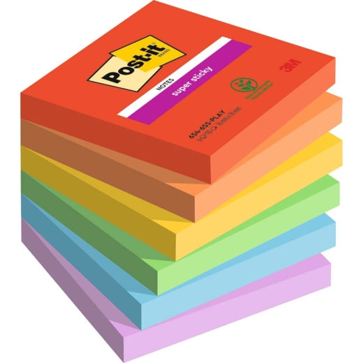 Haftnotizblock Super Sticky Notes Playful Collection, 76x76mm, 6x90 Blatt, sortiert
