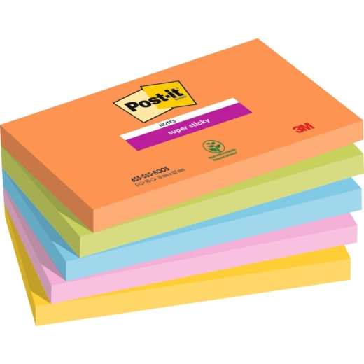 Haftnotizblock Super Sticky Notes Boost Collection, 76x127mm, 5x90 Blatt, sortiert