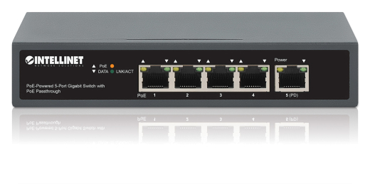 INTELLINET 4-Port Gigabit+1GE (PD) High PoE Switch