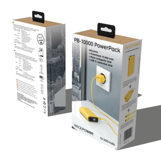 RealPower Powerbank PB-10000 Set gelb 10.000mAh