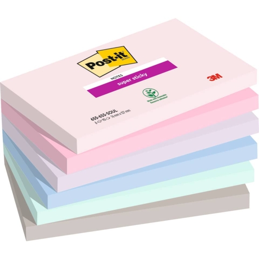 Haftnotizblock Super Sticky Notes Soulful Collection, 76x127mm, 6x90 Blatt, sortiert