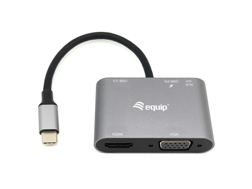 Equip Dock 5-1 USB-C->HDMI,VGA,USB-A,AUX,100W USB-C 0.15m