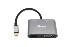 Equip Dock 5-1 USB-C->HDMI,VGA,USB-A,AUX,100W USB-C 0.15m