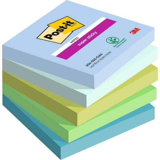 Haftnotizblock Super Sticky Notes Oasis Collection, 76x76mm, 5x90 Blatt, sortiert
