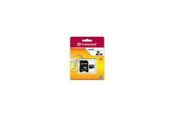 SD microSD Card 2GB Transcend w/adapter retail