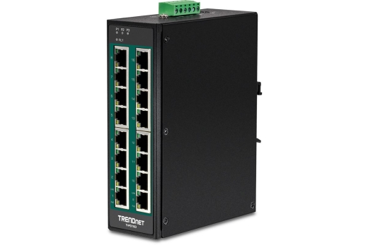 TRENDnet Industrie Switch 16 Port Gbit PoE+ DIN-Rail Metall