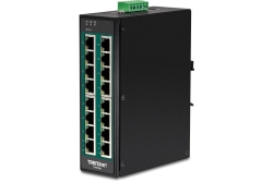 TRENDnet Industrie Switch 16 Port Gbit PoE+ DIN-Rail Metall