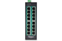 TRENDnet Industrie Switch 16 Port Gbit PoE+ DIN-Rail Metall