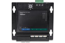 TRENDnet 6-Port Industrial Gigabit PoE+ WallMount Front Acc.