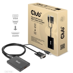 Club3D Adapter VGA + USB-A > HDMI 0,6m St/Bu retail