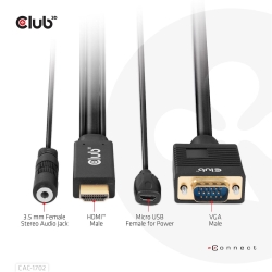 Club3D Kabel HDMI+Micro-USB-Buchse > VGA+3,5mm 2m...