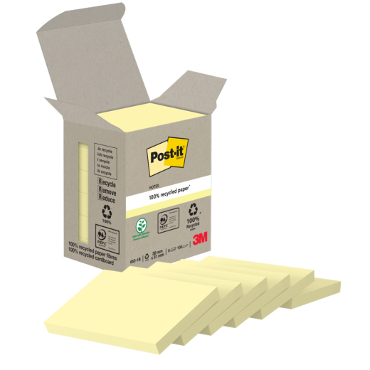 Haftnotizblock Recycling Notes, 38x51mm, 6x100 Blatt, gelb