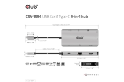 Club3D USB-C 9in1-HUB >HDMI/VGA/2xUSB/USB-C/RJ45/SD PD100W retail