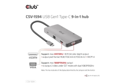 Club3D USB-C 9in1-HUB >HDMI/VGA/2xUSB/USB-C/RJ45/SD PD100W retail