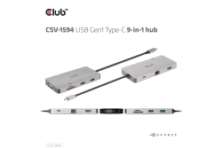 Club3D USB-C 9in1-HUB >HDMI/VGA/2xUSB/USB-C/RJ45/SD PD100W retail