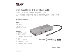 Club3D USB-C 9in1-HUB >HDMI/VGA/2xUSB/USB-C/RJ45/SD PD100W retail