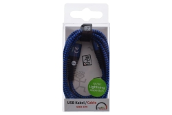 2GO USB Lade-/Datenkabel Lightning 1m Nylon blau PET-Verp.