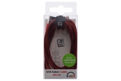 2GO USB Lade-/Datenkabel Lightning 1m Nylon rot PET-Verp.