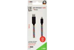 2GO USB Datenkabel Tricolor LED-Beleuchtung Lightning 1m