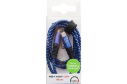 2GO USB Lade-/Datenkabel Type-C - Lightning Nylon 1m blau