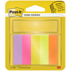 Haftstreifen Page Marker schmal, 15x50mm, 5x100 Blatt, neon