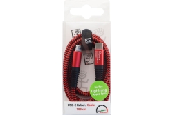 2GO USB Lade-/Datenkabel Type-C - Lightning Nylon 1m rot