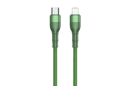 2GO USB Lade-/Datenkabel Type C - Lightning Nylon 1m grün