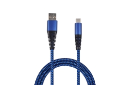 2GO USB Lade-/Datenkabel USB Type-C 3.1 Nylon 100cm blau