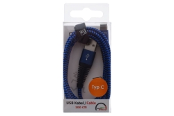 2GO USB Lade-/Datenkabel USB Type-C 3.1 Nylon 100cm blau