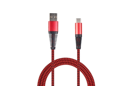 2GO USB Lade-/Datenkabel USB Type-C 3.1 Nylon 100cm rot