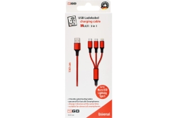 2GO USB 3in1 Ladekabel Micro-USB/Lightn/USB-C Nylon 150cm ro