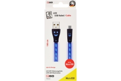 2GO USB Lade-/Datenkabel Micro-USB blau LED-Beleucht. 100cm