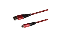 2GO USB Lade-/Datenkabel USB-A - Micro-USB 100cm Nylon rot