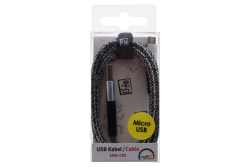 2GO USB Lade-/Datenkabel USB-A-Micro-USB 100cm Nylon silber