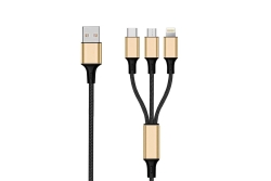 2GO USB 3in1 Ladekabel Micro-USB/Lightn/USB-C Nylon 150cm gl