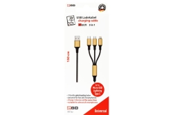 2GO USB 3in1 Ladekabel Micro-USB/Lightn/USB-C Nylon 150cm gl