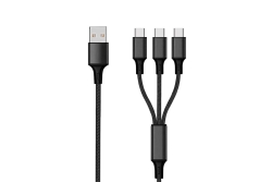 2GO USB 3in1 Ladekabel 3x USB-C Nylon 150cm schwarz