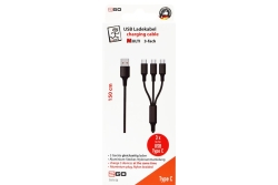 2GO USB 3in1 Ladekabel 3x USB-C Nylon 150cm schwarz