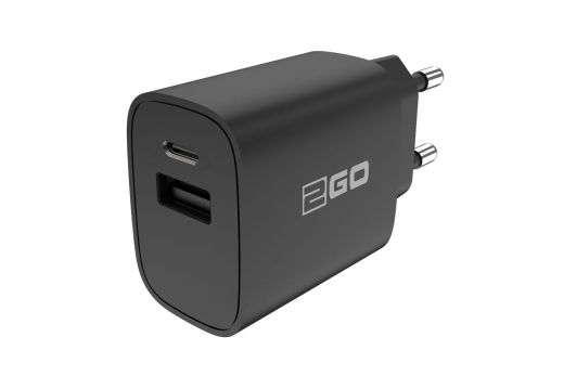 2GO Ladegerät 20W 2-Port 1x USB-A 1x USB-C, PD schwarz
