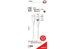 2GO USB 3in1 Ladekabel m. magnetischen Adapter A/M/L 100cm