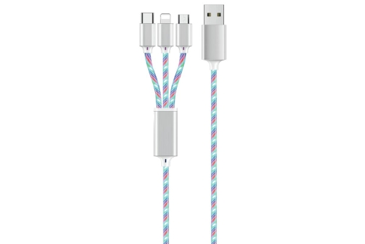 2GO USB 3in1 LED-Ladekabel Micro-USB/Lightn./USB-C 100cm mc