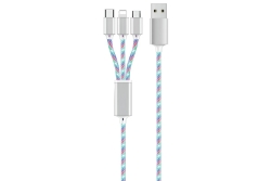 2GO USB 3in1 LED-Ladekabel Micro-USB/Lightn./USB-C 100cm mc