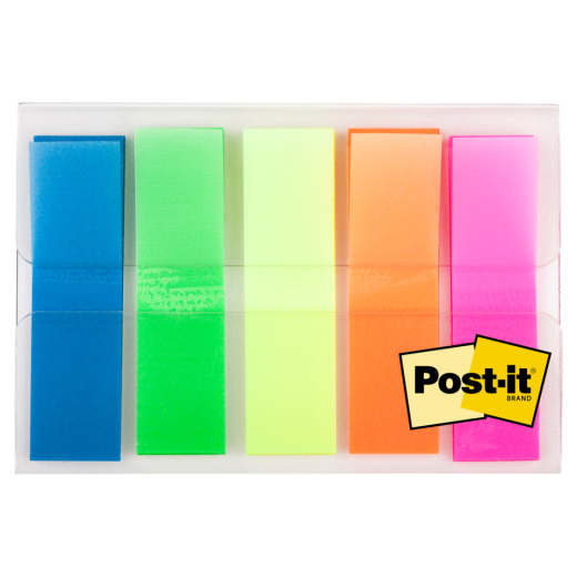 Haftstreifen Index Leuchtfarben, 12x43mm, 5x20 Stück, transparent
