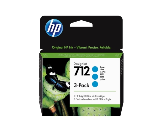 HP 712 3x Cyan Tintenpatrone