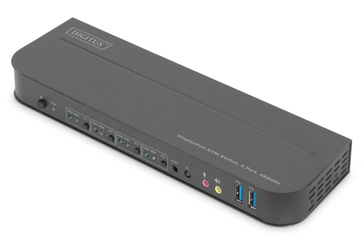 DIGITUS KVM Switch 4-Port, 4K60Hz, 4x DP in, 1x DP/HDMI out