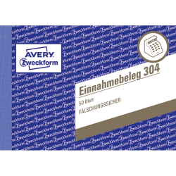304 Einnahmebeleg, DIN A6 quer, fälschungssicher, 50...