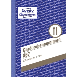 867 Garderobennummern, DIN A6, farbig sortiert, 100 Blatt...
