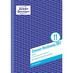 881 Zimmerrechnung, DIN A5, beidseitig bedruckt, 50...