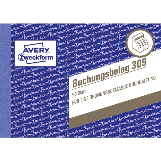 309 Buchungsbeleg, DIN A6 quer, mikroperforiert, 50 Blatt, weiß